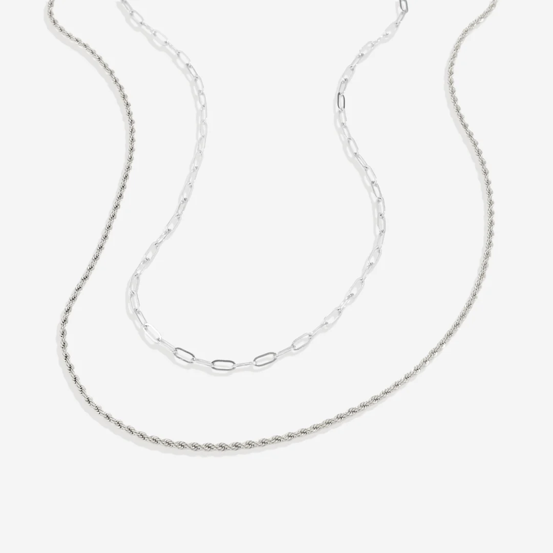 Rope & Paperclip Chain Necklace Duo