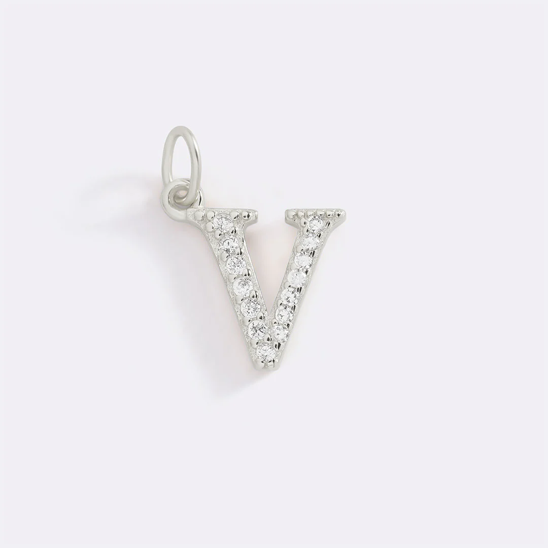 Dainty Pave Initial Charm