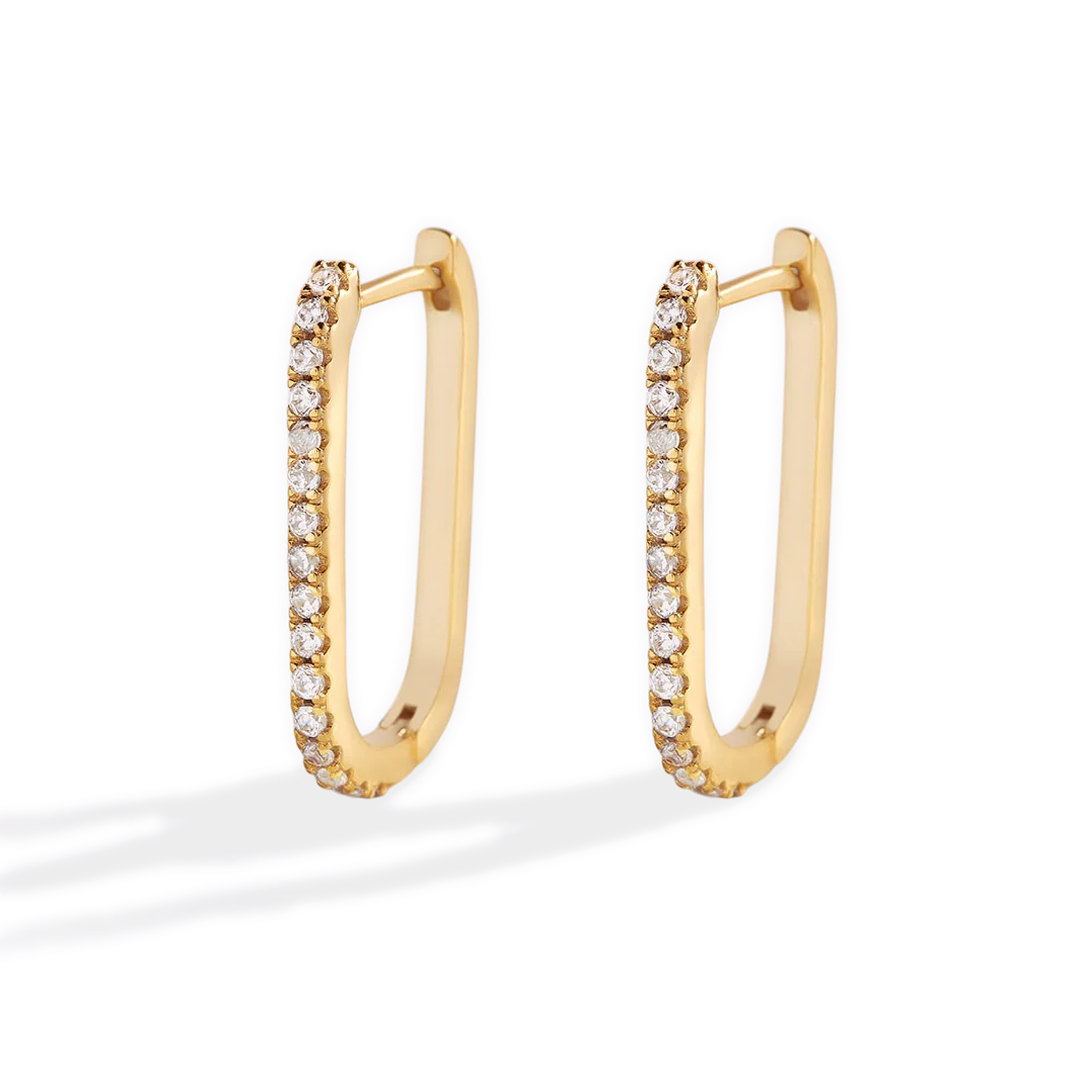 Square Pave Hoop Earrings