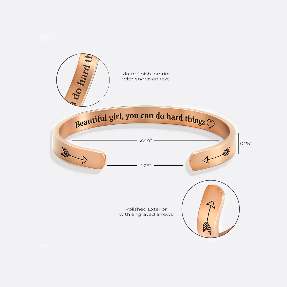 Beautiful Girl You Can Do Hard Things Personalizable Cuff Bracelet