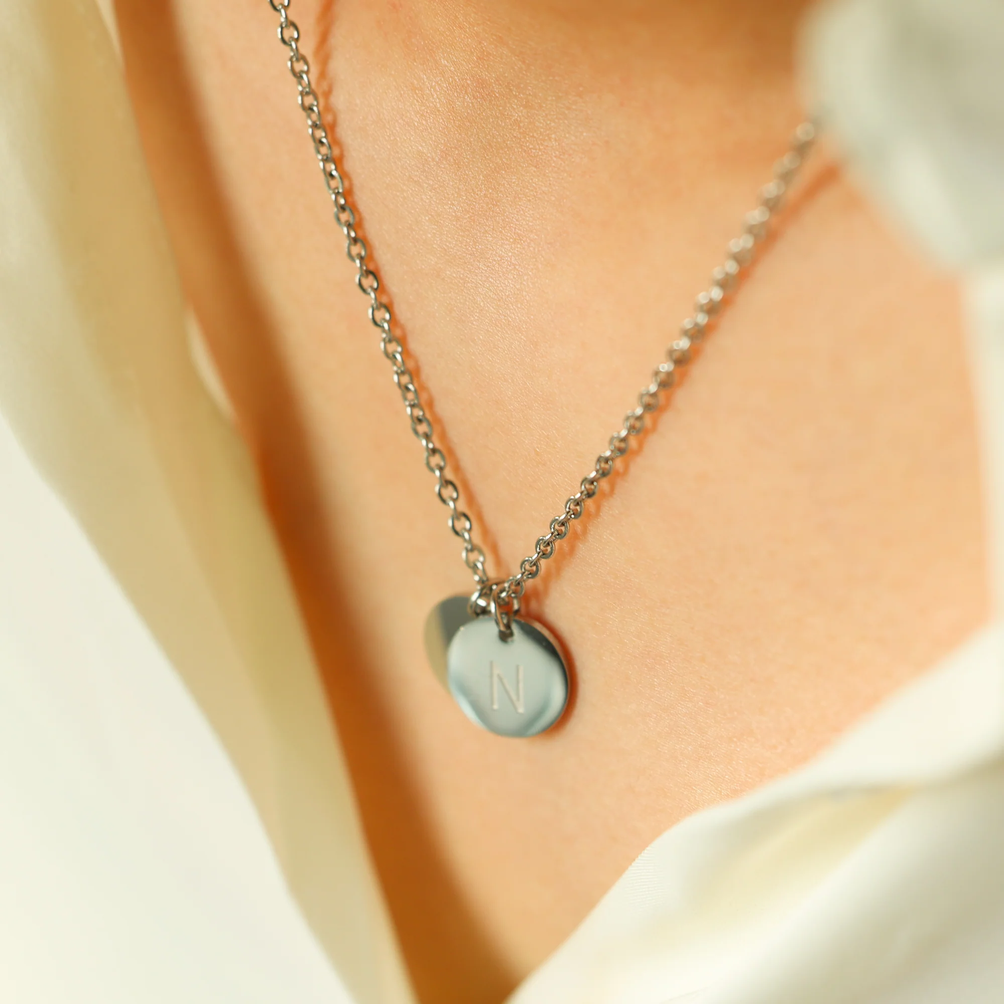 Dainty Disc Initial Necklace