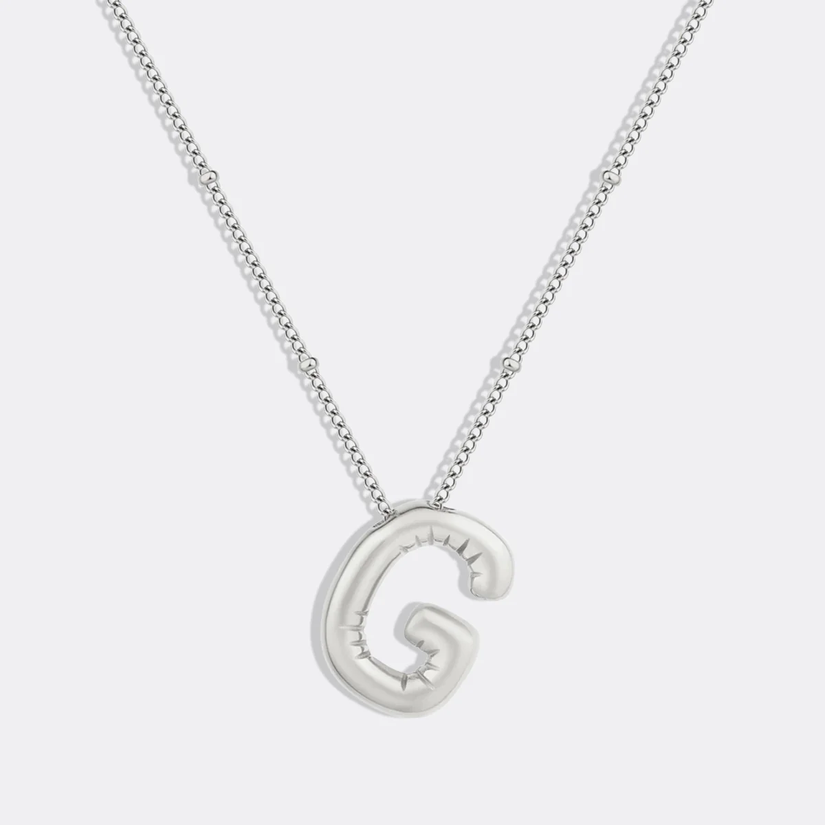 Balloon Initial Necklace with Satellite Chain