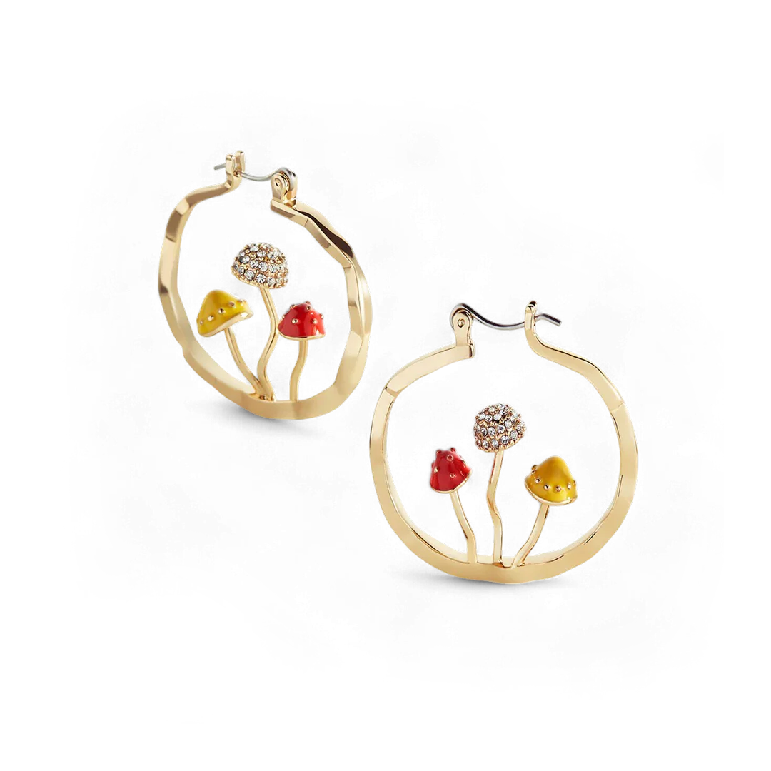 Boho Mushroom Hoop Earrings