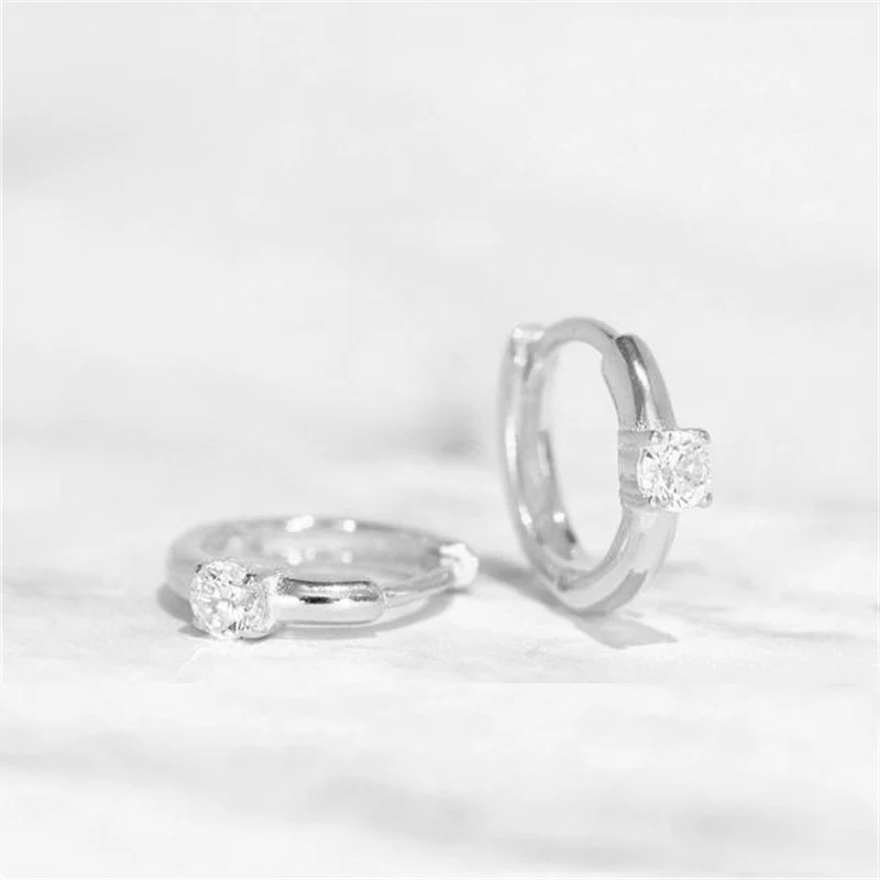 Dainty Single Stone Huggie Hoops
