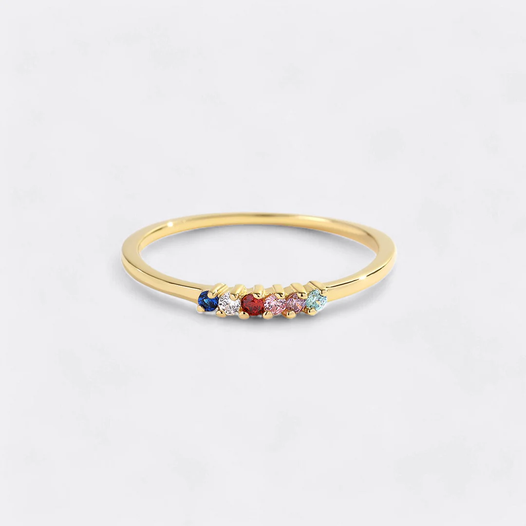 Personalized Dainty Birthstones Ring