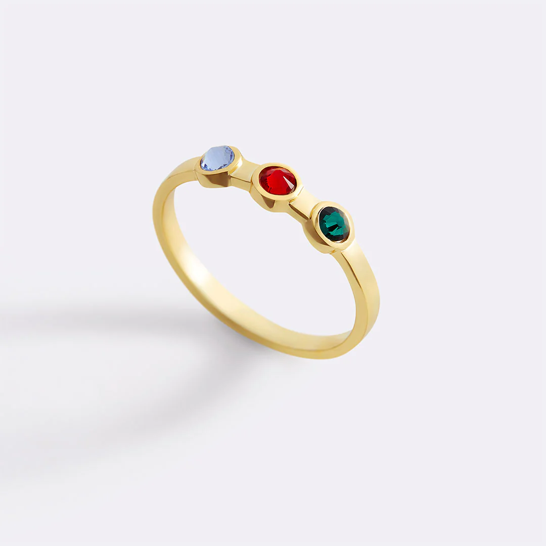 Dainty 3 Birthstone Ring