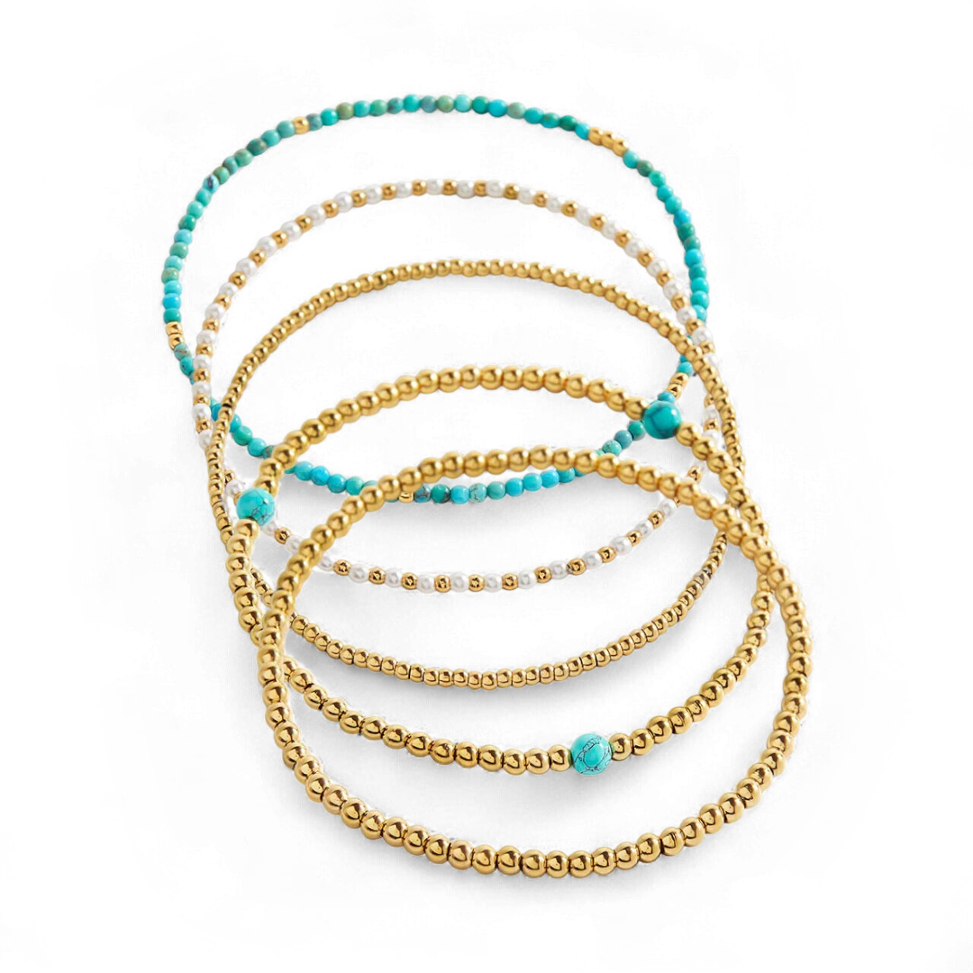 Turquoise Beaded Bracelet Stacking Set
