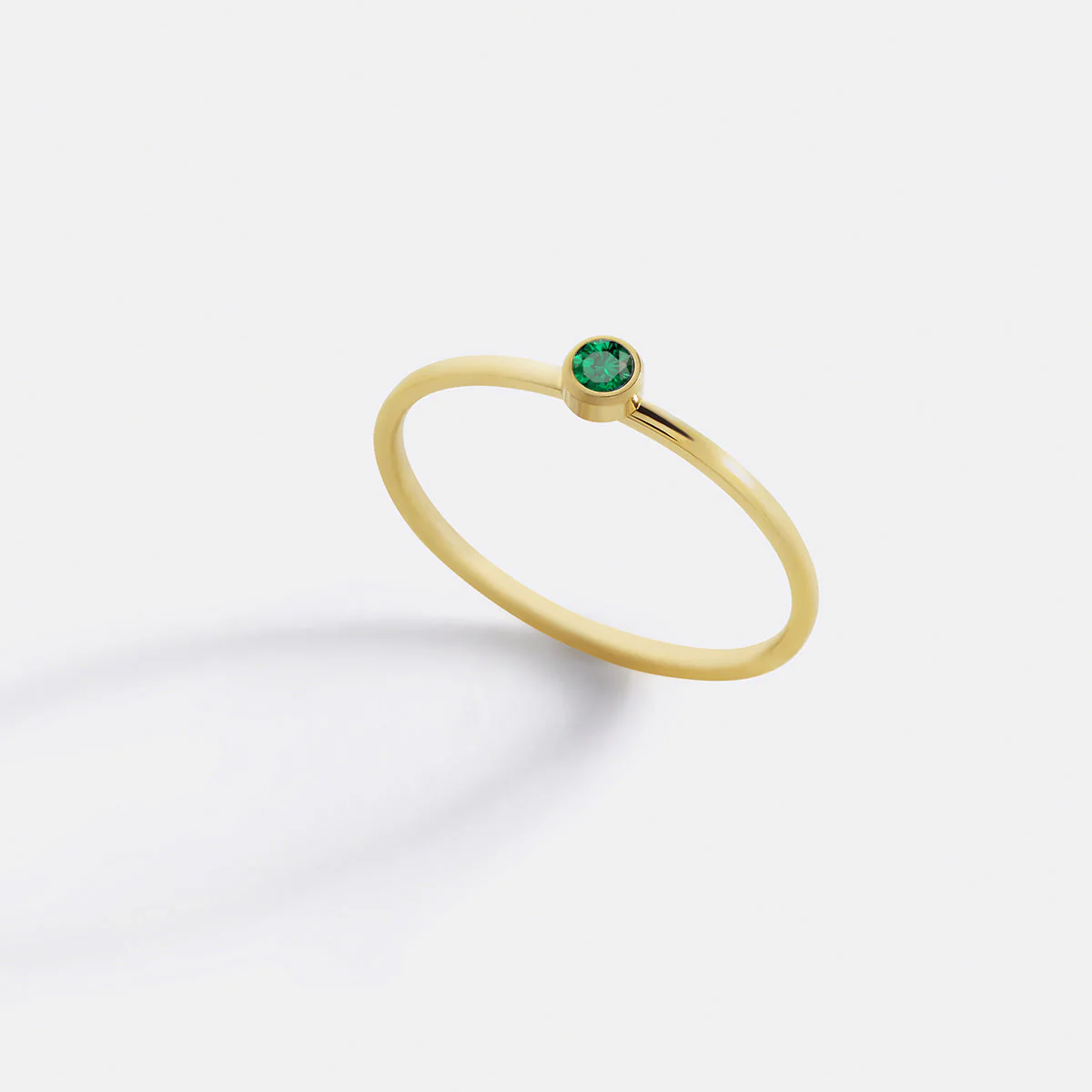 Minimalist Bezel-Set May Birthstone Stacking Band