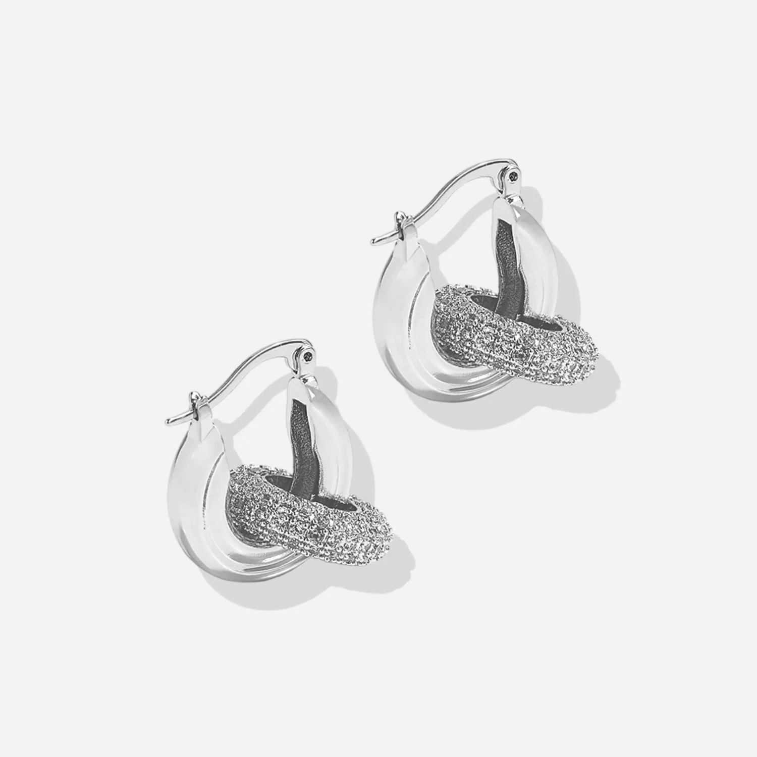 Pave Interlock Hoop Earrings