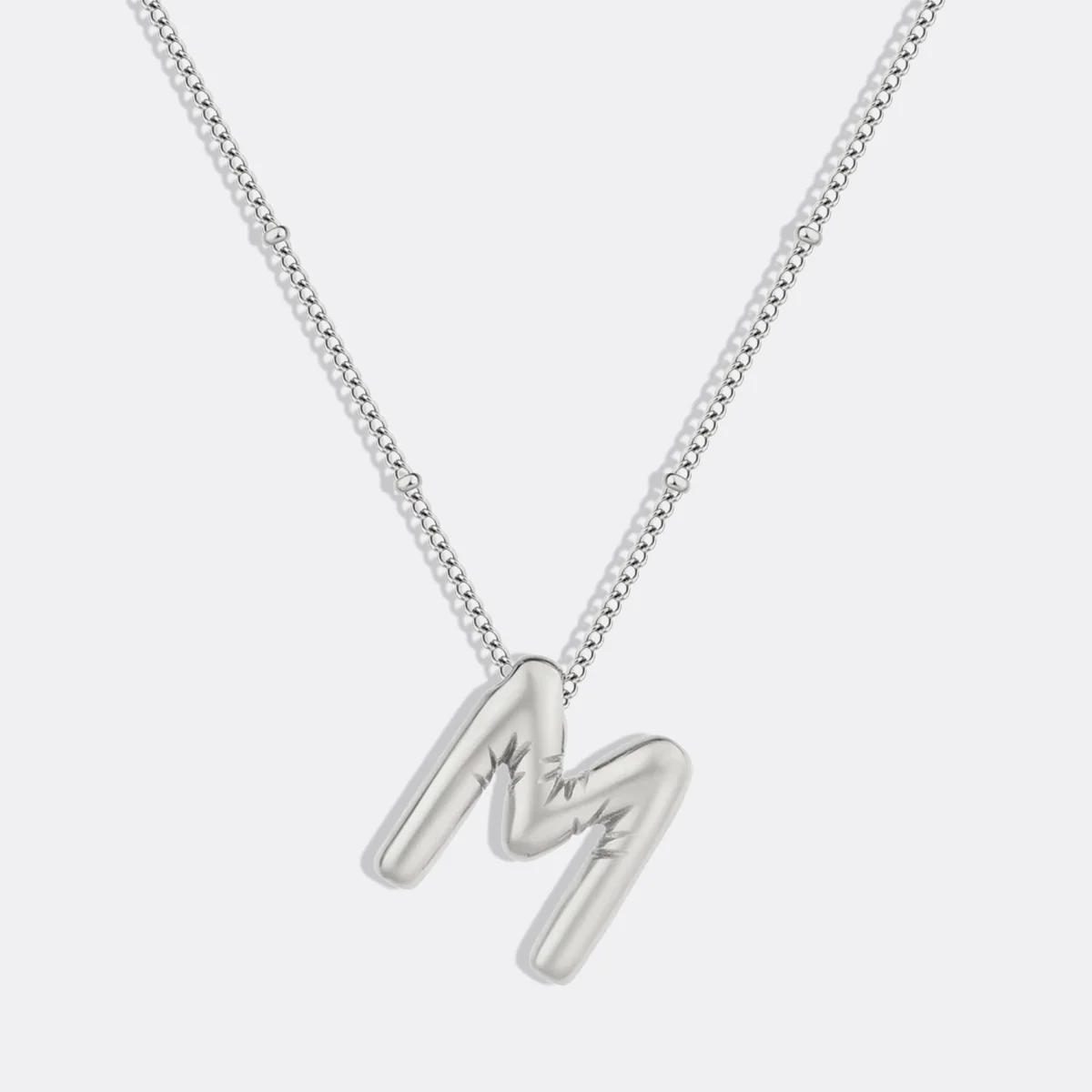 Balloon Initial Necklace with Satellite Chain