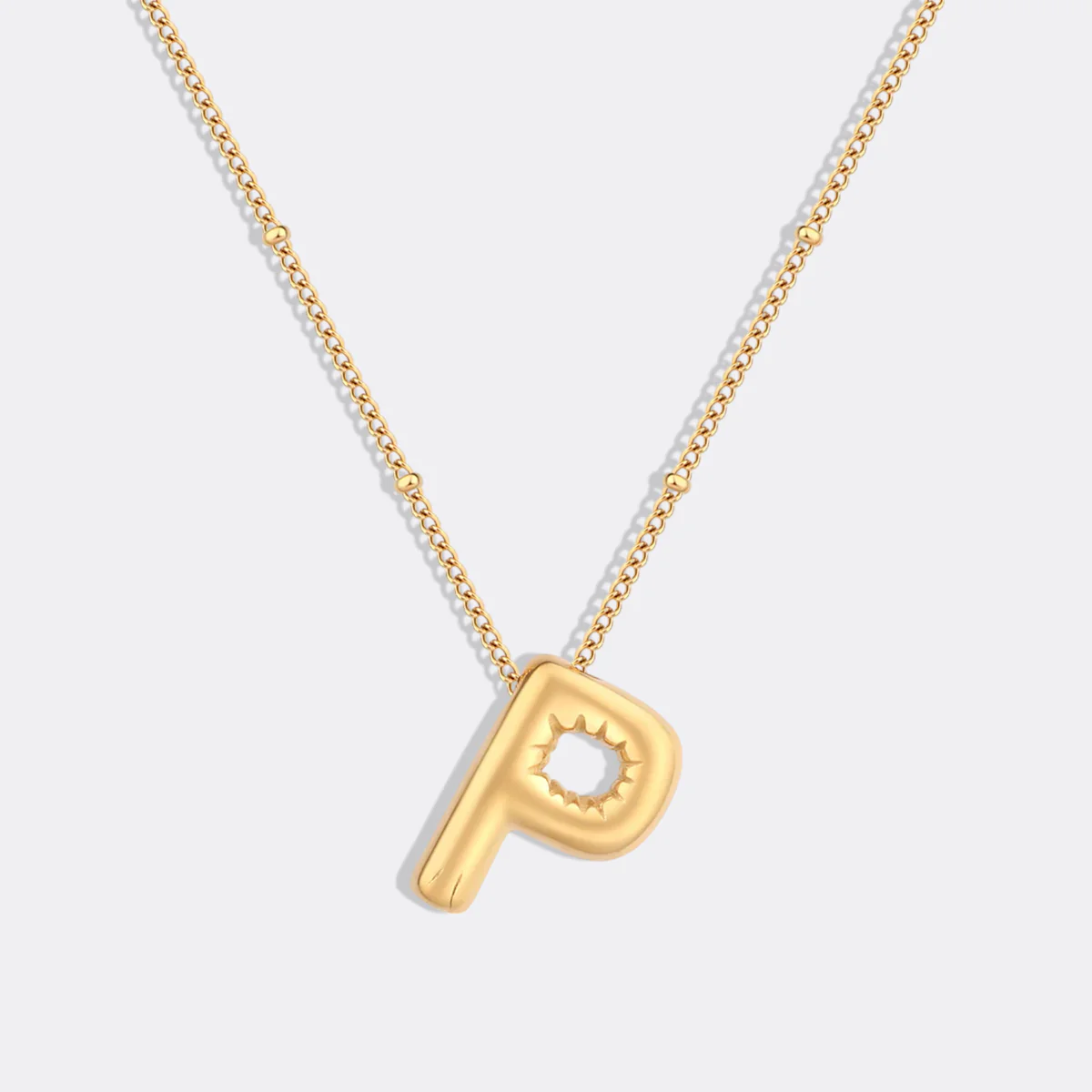 Balloon Initial Necklace with Satellite Chain