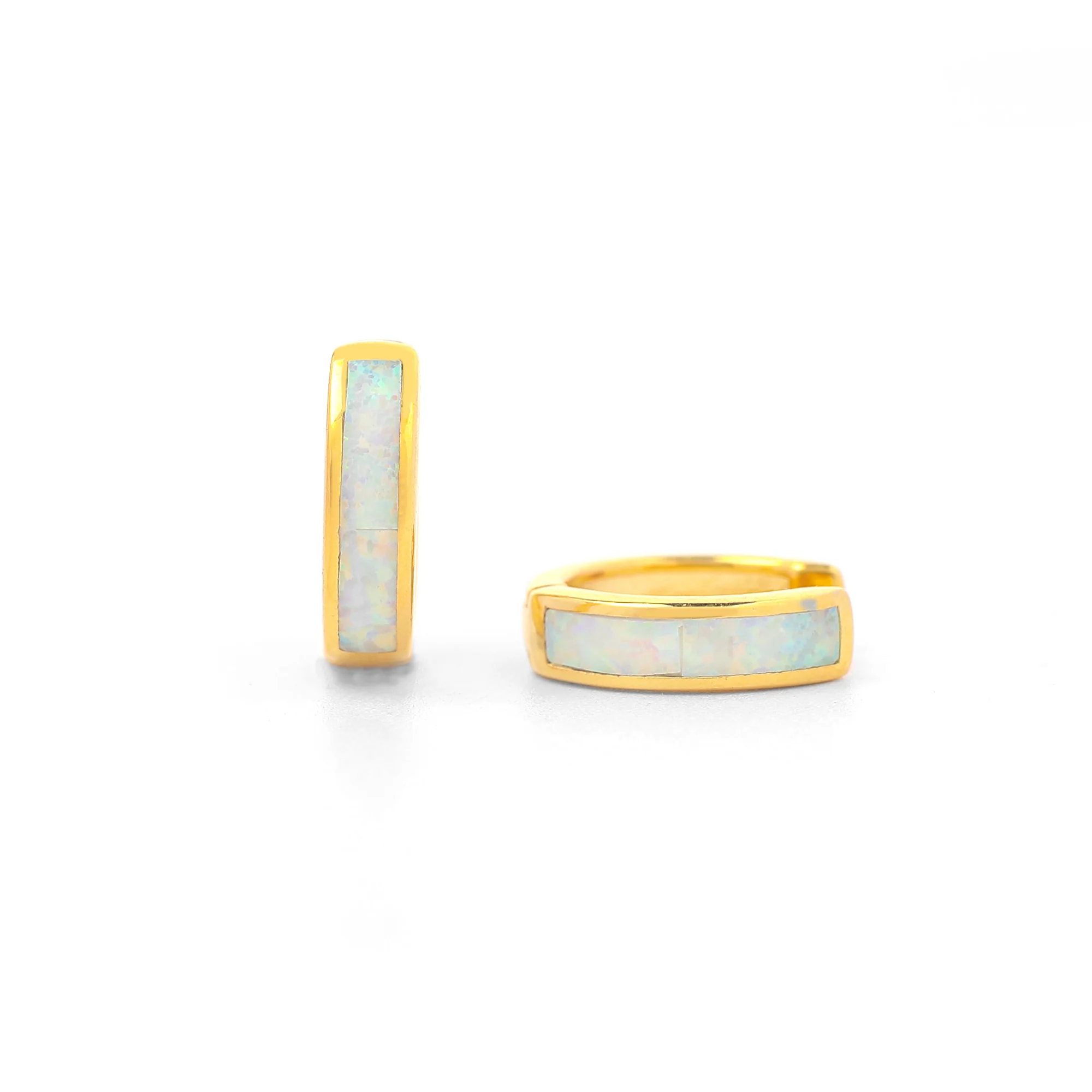 Opal Inlay Huggie Hoop Earrings