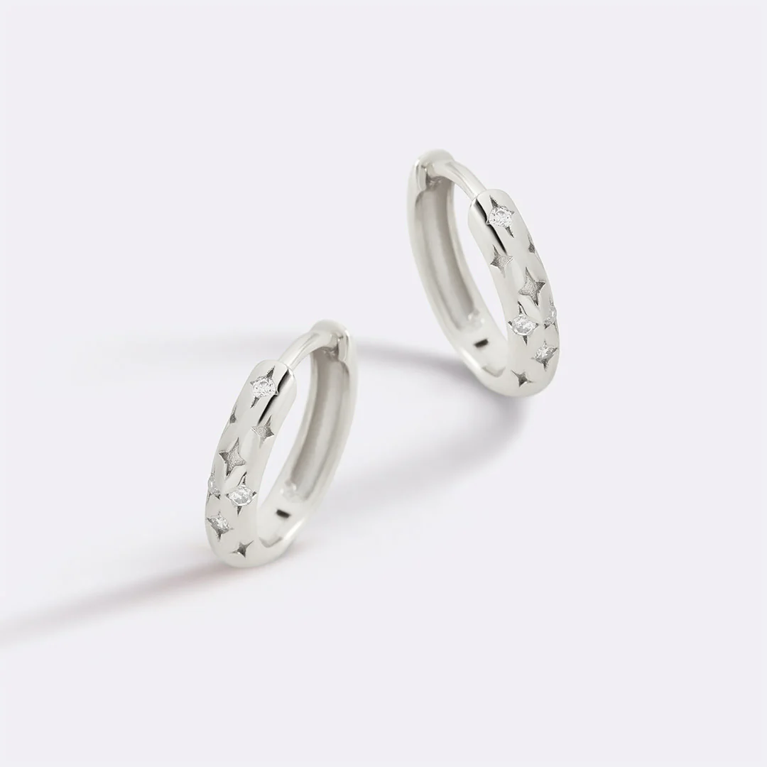Falling Stars Huggie Hoop Earrings