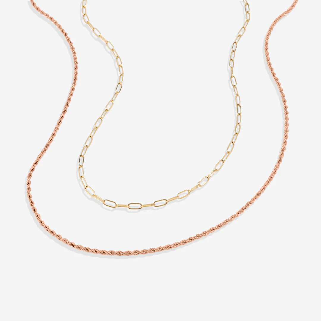 Rope & Paperclip Chain Necklace Duo