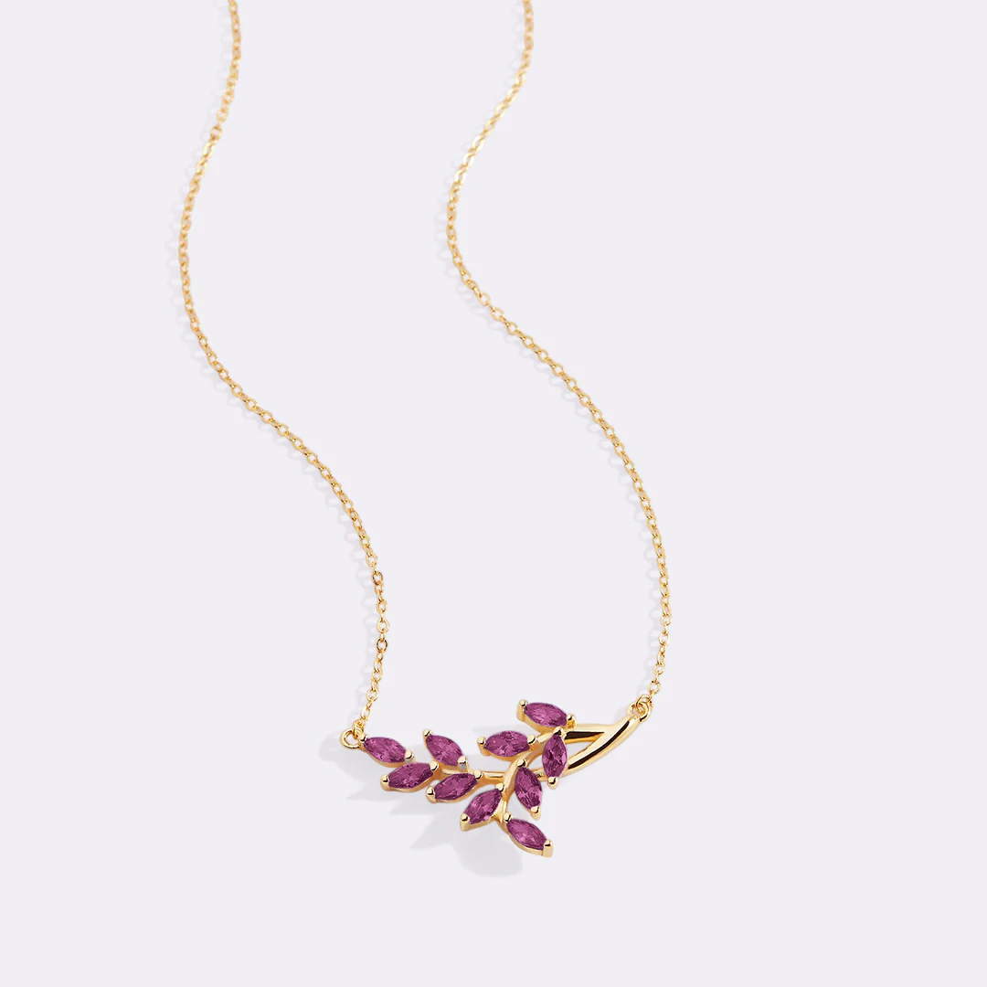 Birthstone Leaf Pendant Necklace