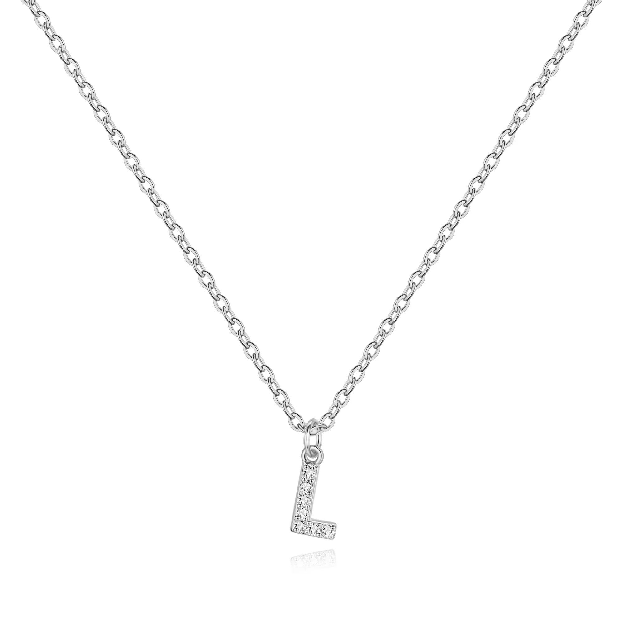 Sterling Silver Pavé Uppercase Initial Necklace