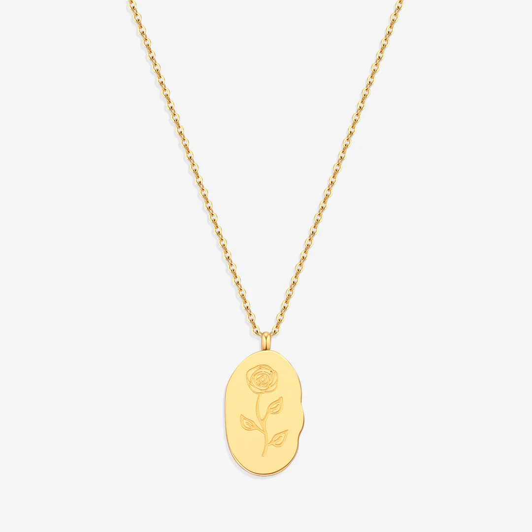 Gold Birth Flower Pendant Necklace