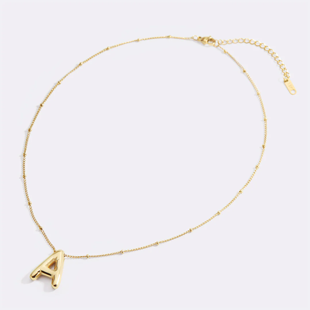 Balloon Initial Necklace with Satellite Chain