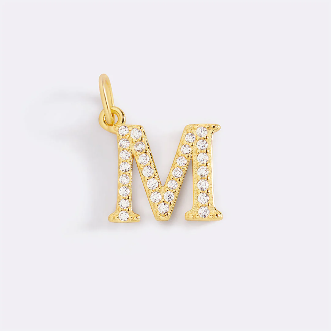 Dainty Pave Initial Charm