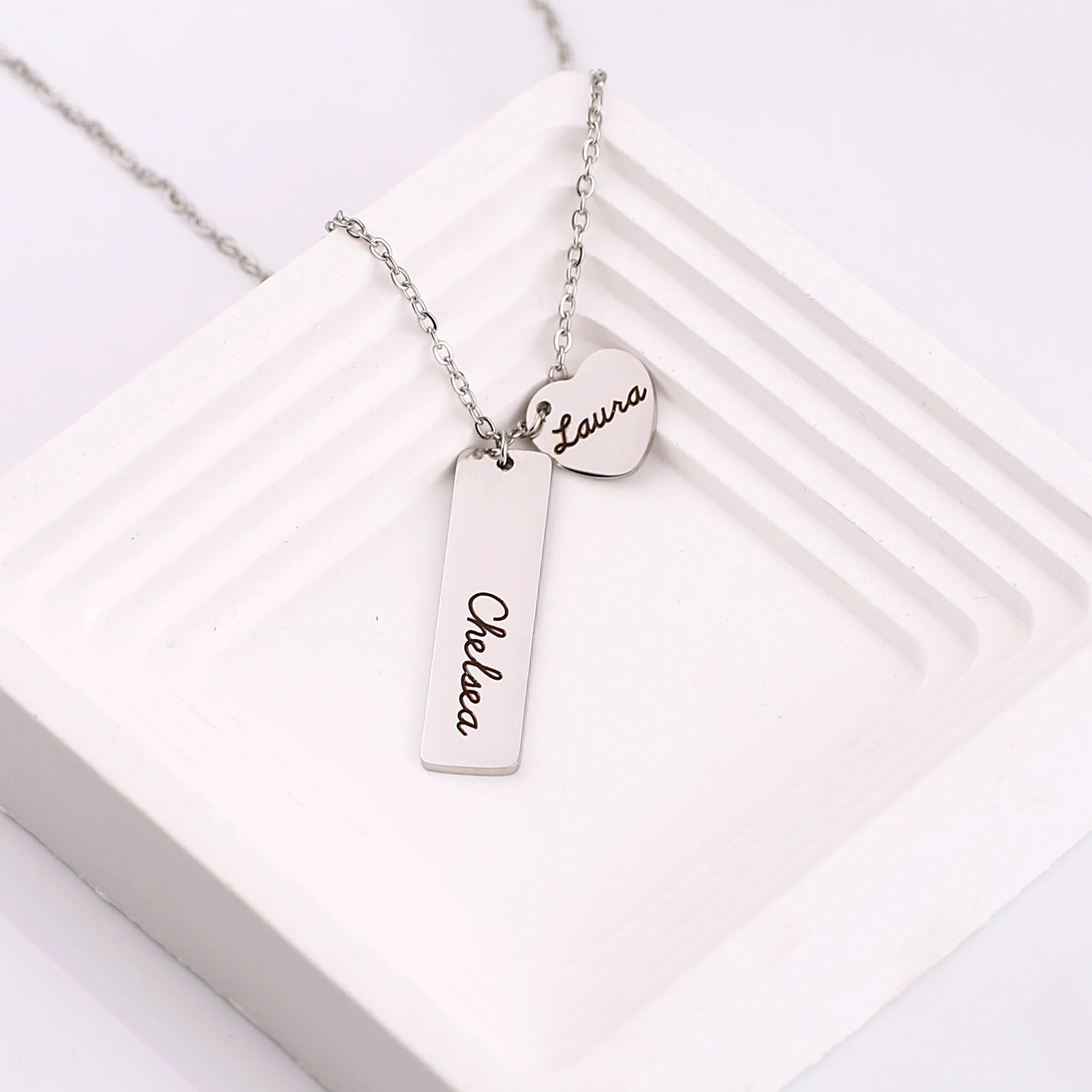 Engraved Heart Pendant Necklace • Best Friend Gift