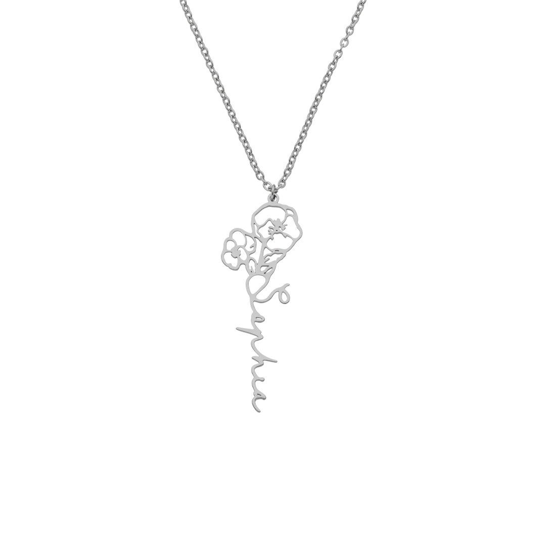 Birth Flower Name Necklace