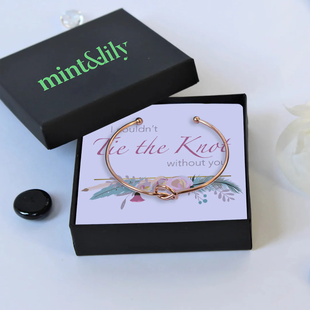 Personalized Tie the Knot Bracelet • Bridesmaid Gift Bracelet