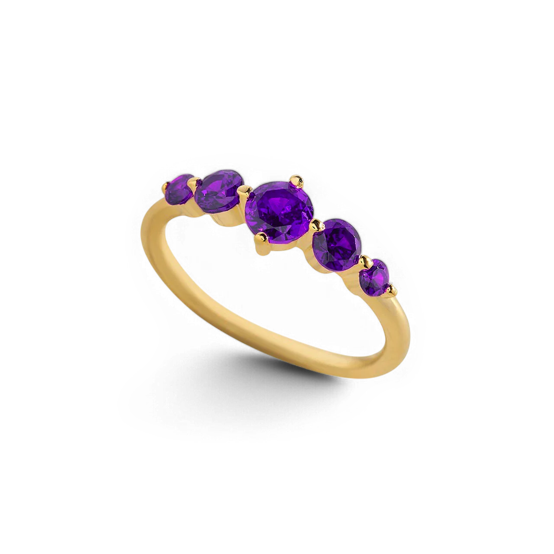 Five Stone Statement Birthstone Ring