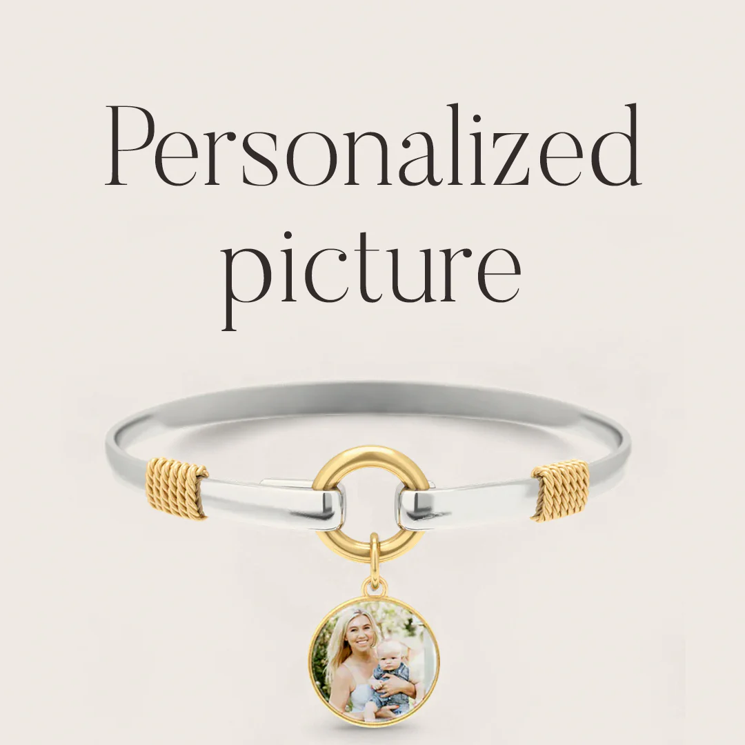 Personalized Photo Two-Tone Charm Bracelet