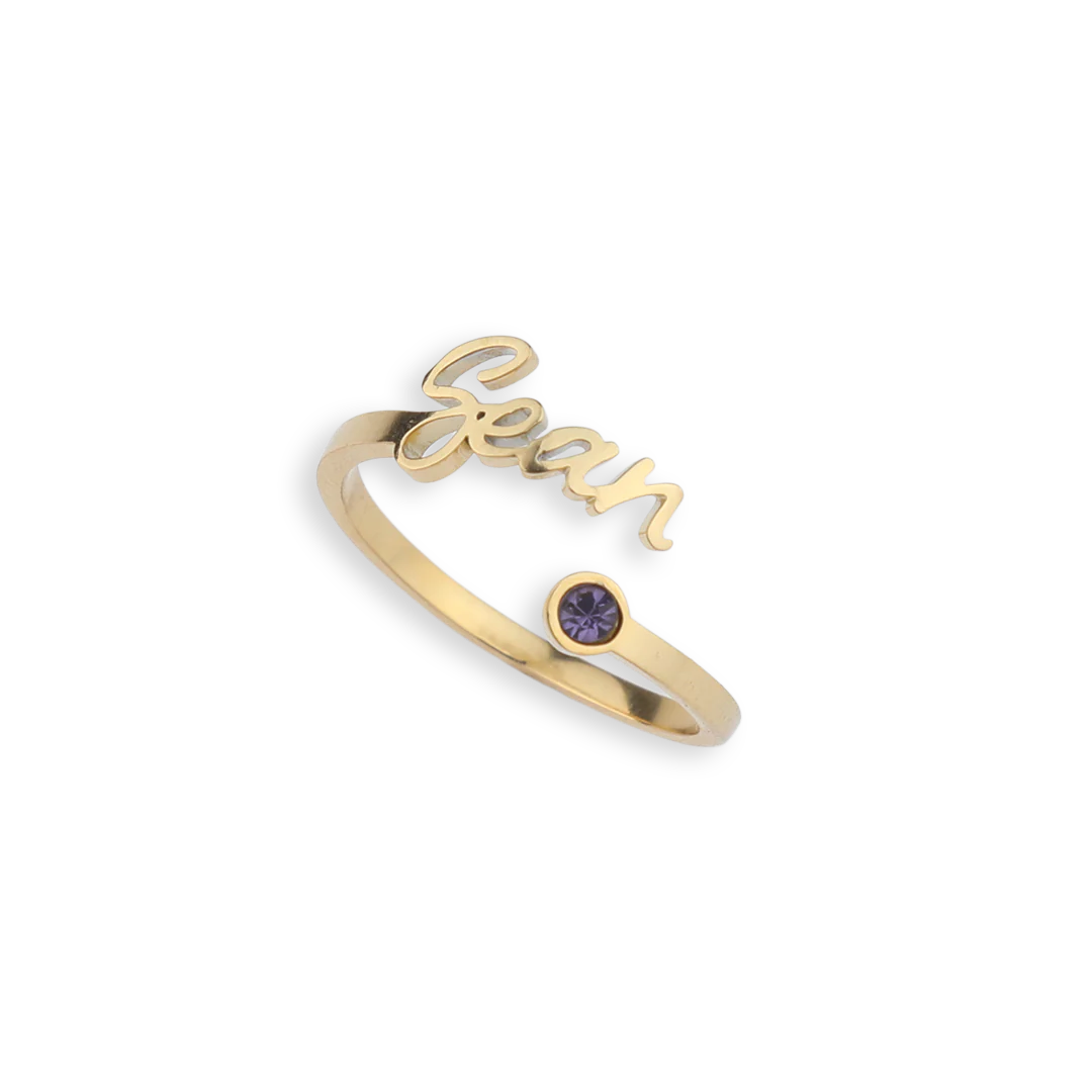 Custom Name Birthstone Ring