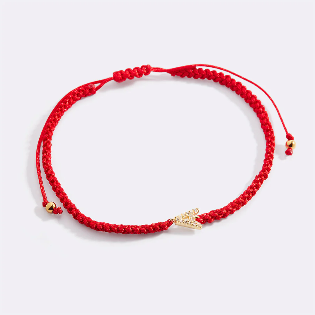 Braided Initial String Adjustable Bracelet
