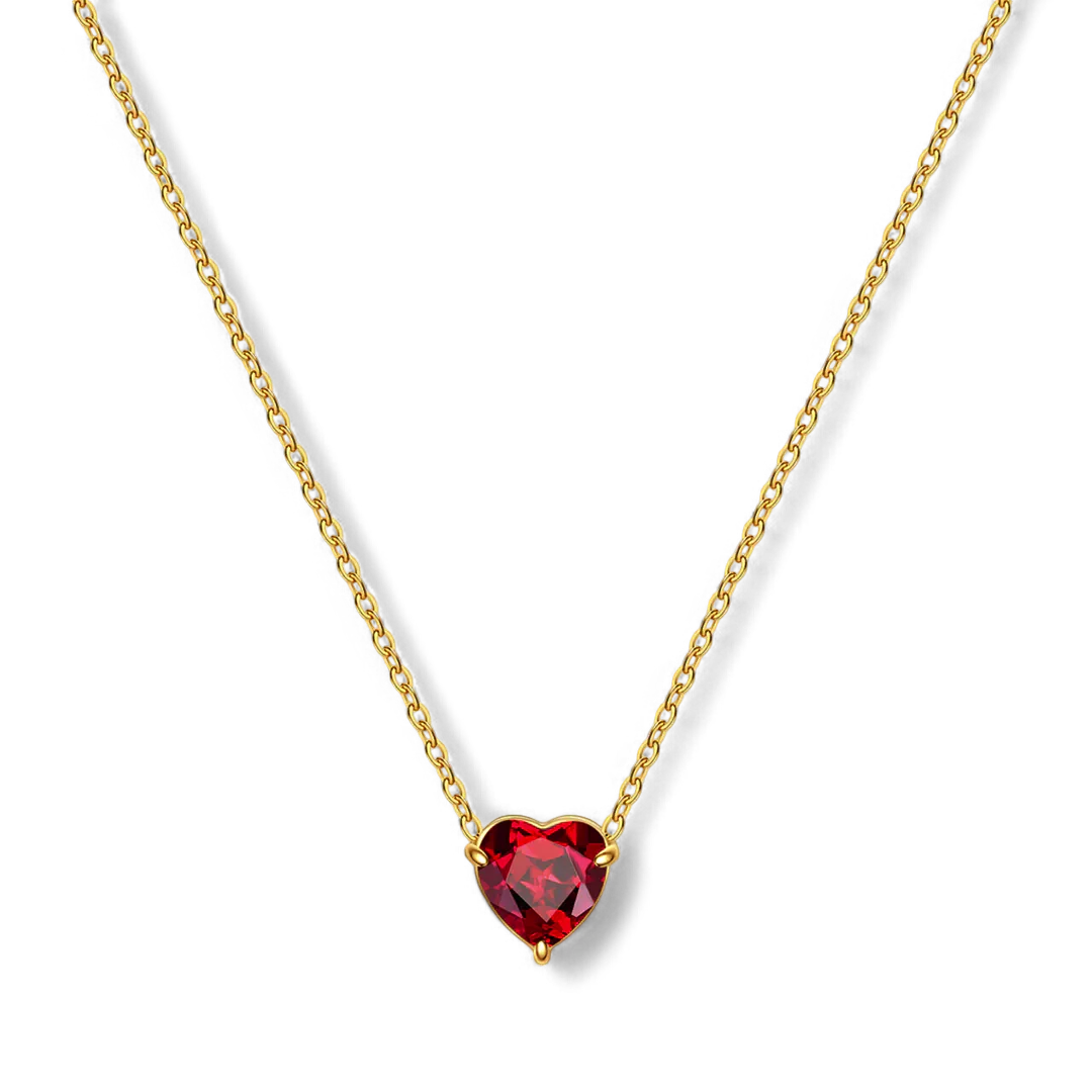Dainty Birthstone Heart Necklace