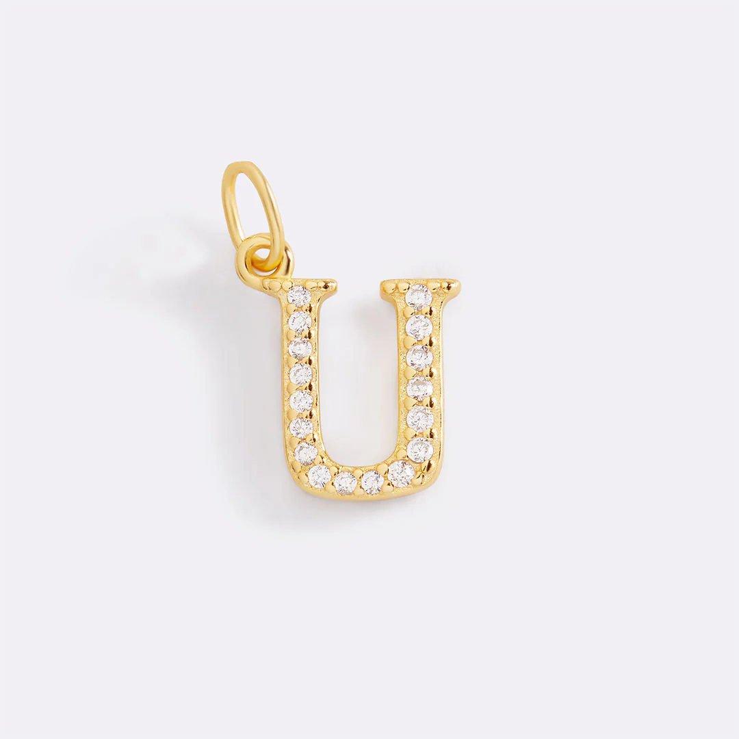 Dainty Pave Initial Charm