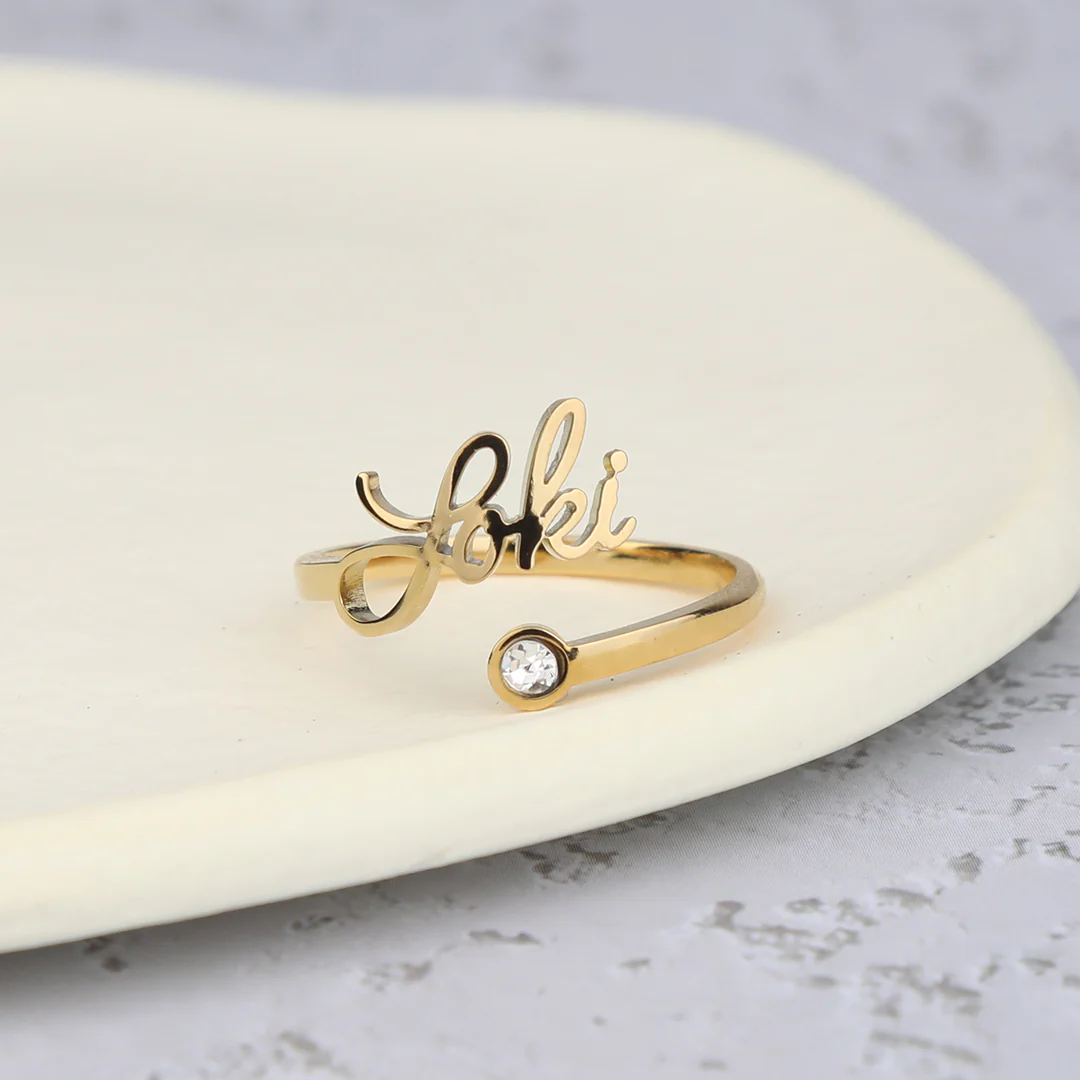 Custom Name Birthstone Ring