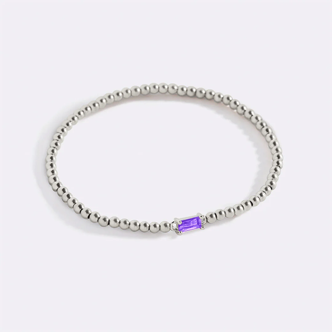 Sterling Silver Beaded Birthstone Bracelet