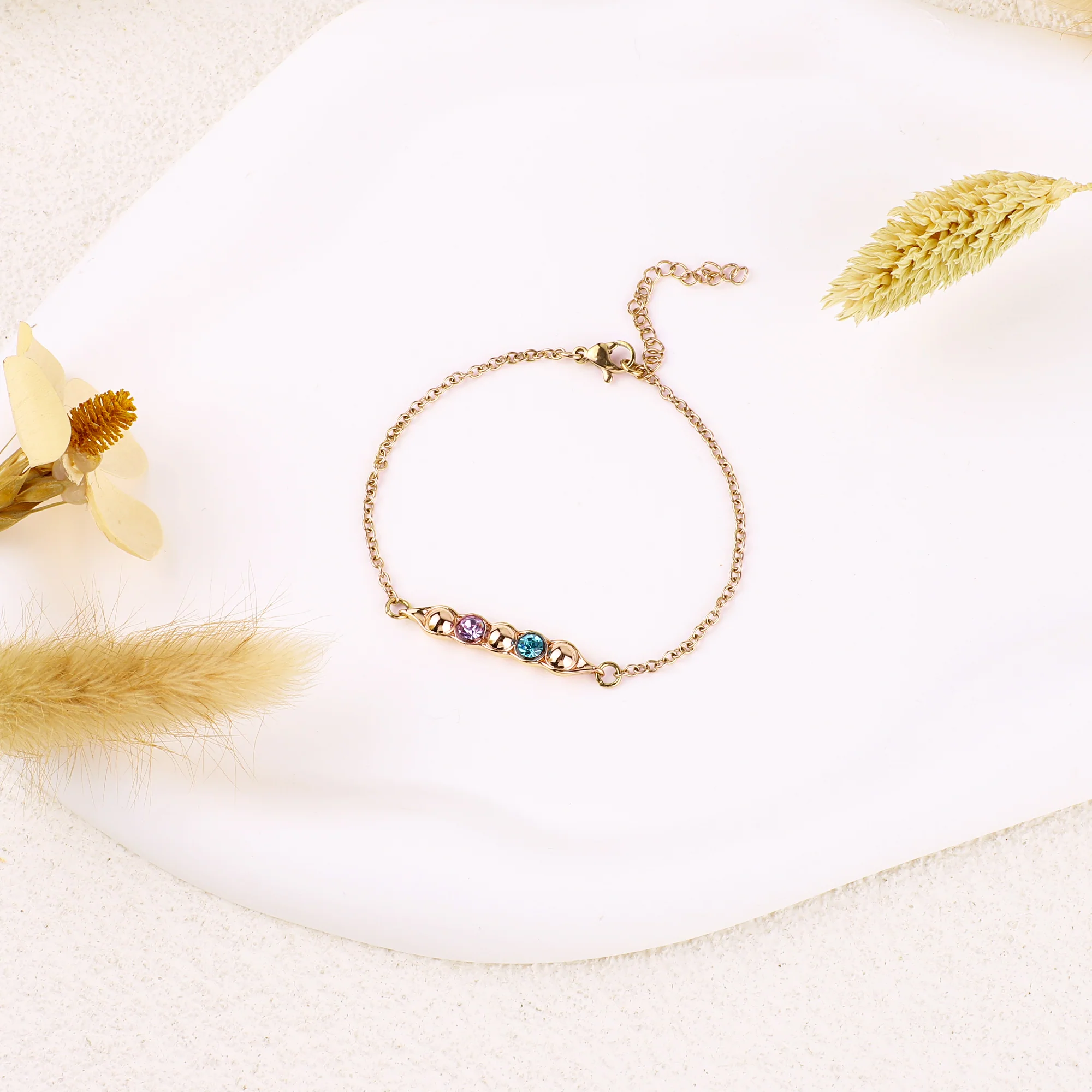 Peas in a Pod Birthstone Bracelet