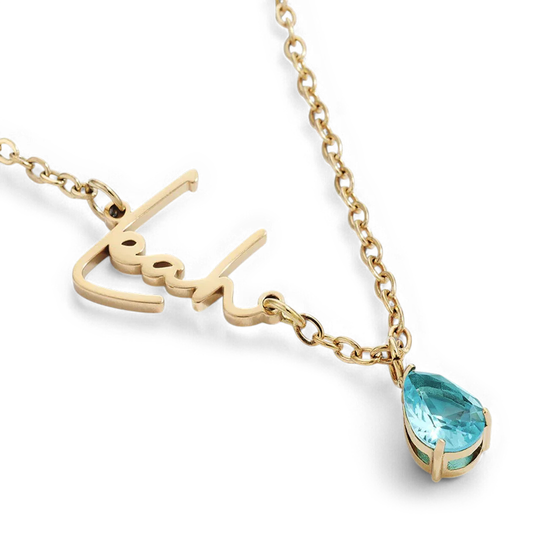 Handmade Birthstone Name Necklace