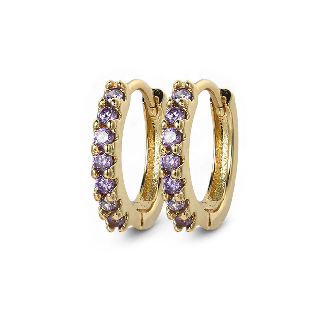 Gemstone Sleeper Huggie Hoop Earrings