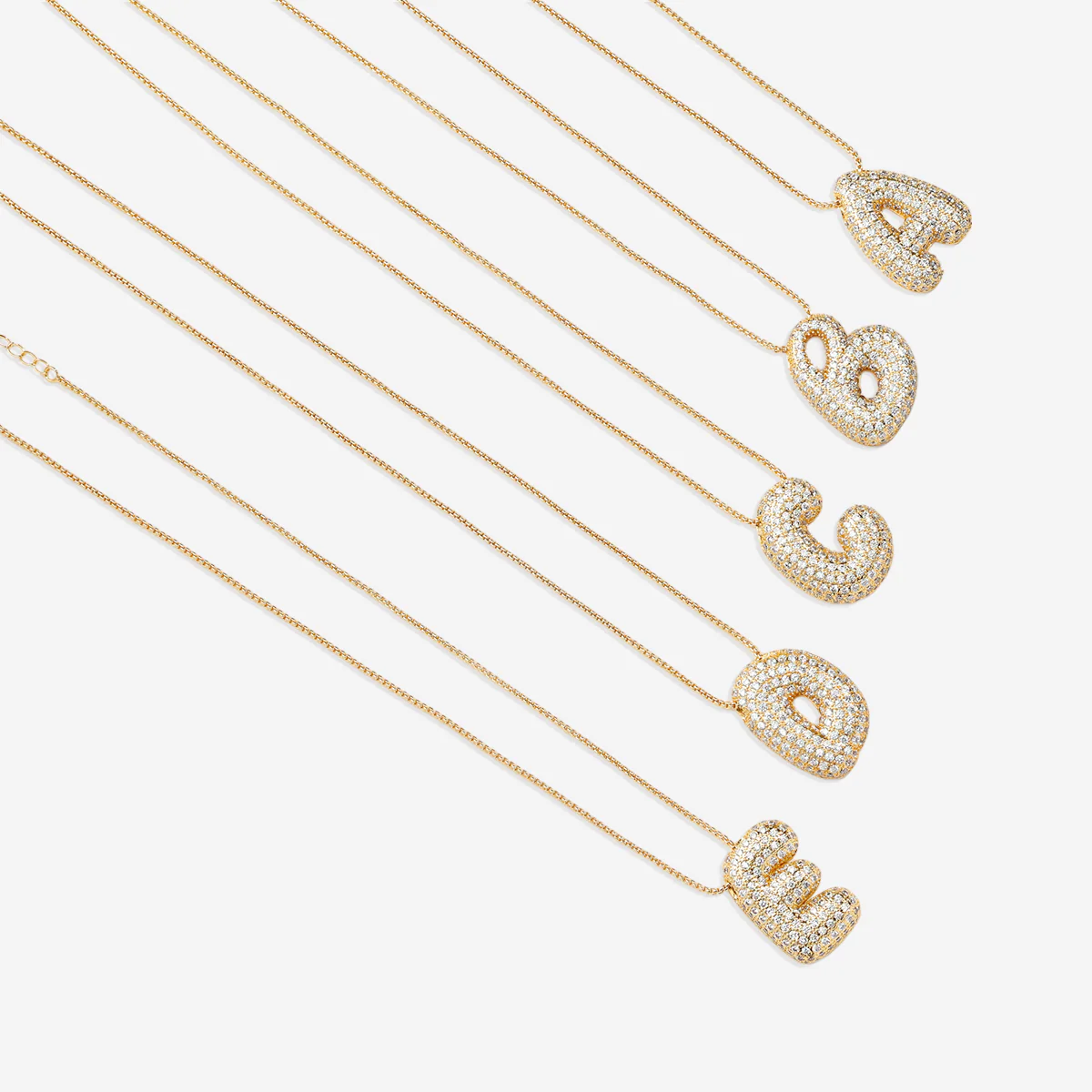 Pave Bubble Initial Necklace