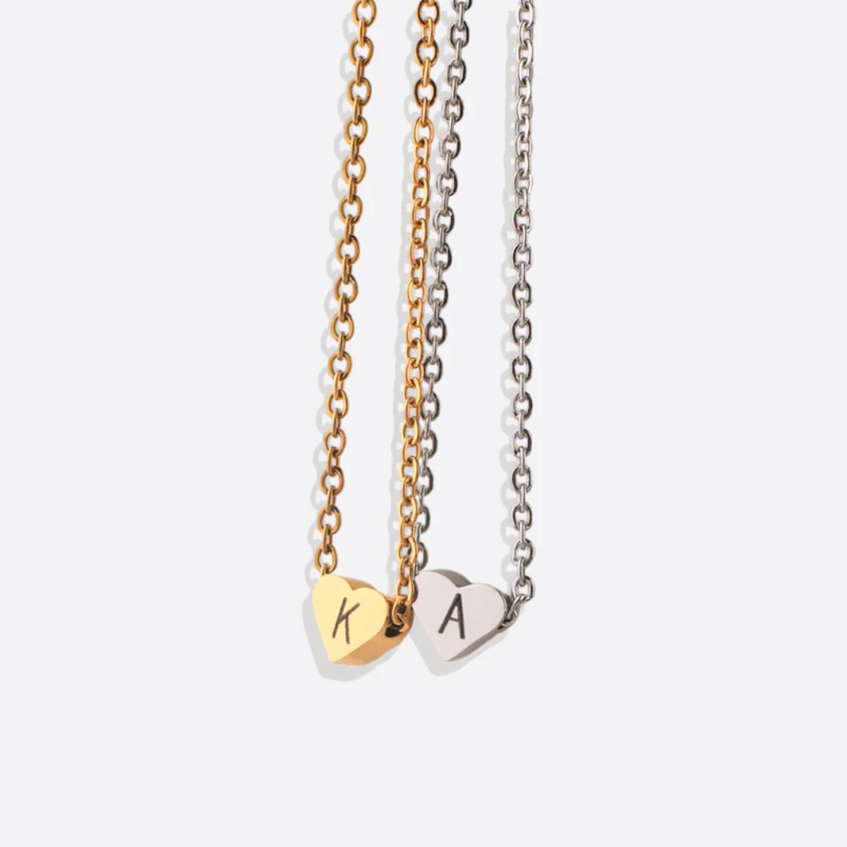 Dainty Heart Initial Necklace