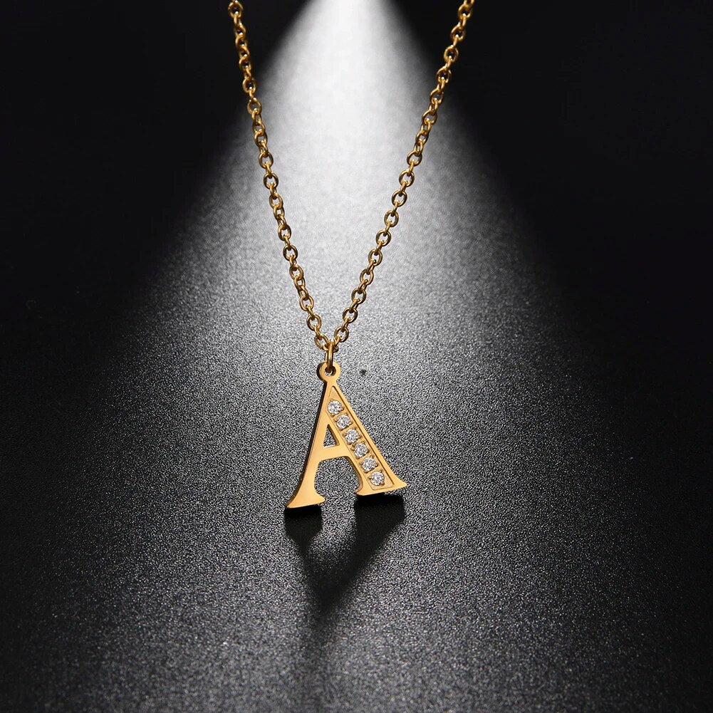 Crystal Accent Letter Satellite Necklace