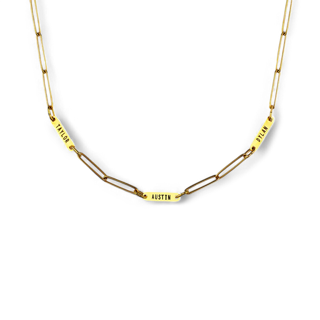 Paperclip Necklace With Personalized Names