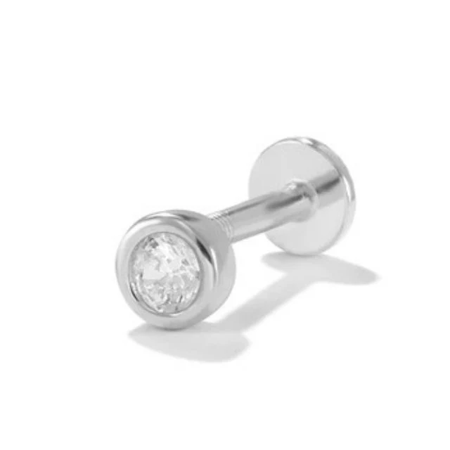 Bezel Stud Flatback Earrings | 16g