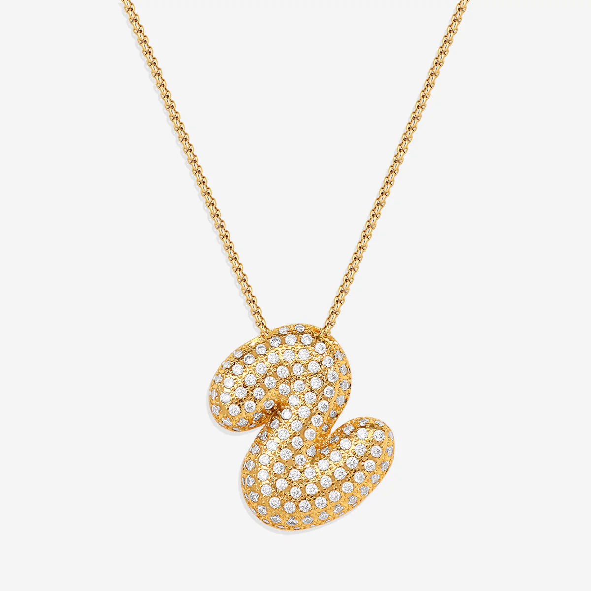 Pave Bubble Initial Necklace