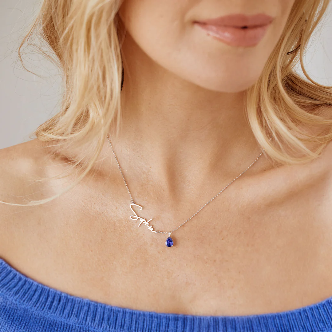 Handmade Birthstone Name Necklace