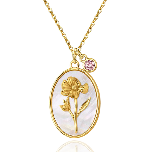 Pearl Birth Flower Pendant Necklace