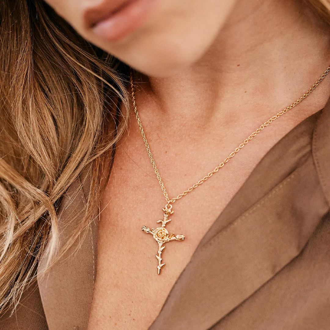 Floral Cross Pendant Necklace