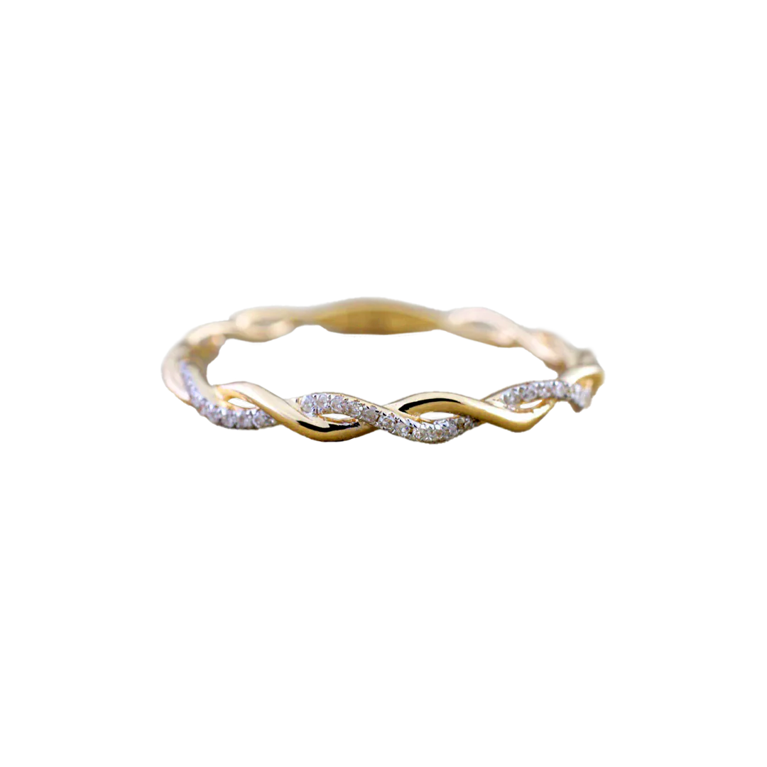 Dainty Pave Twist Stacking Ring
