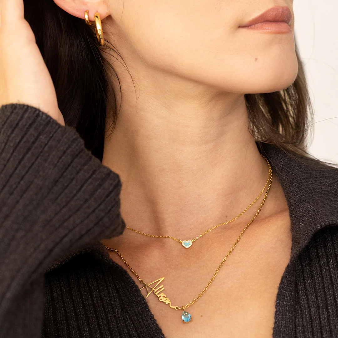 Tiny Turquoise Heart Choker