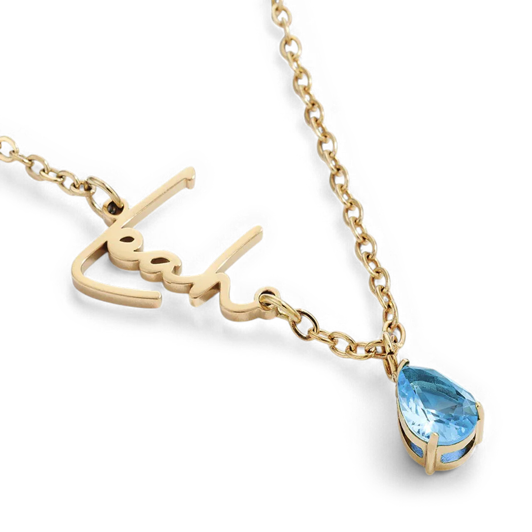 Handmade Birthstone Name Necklace