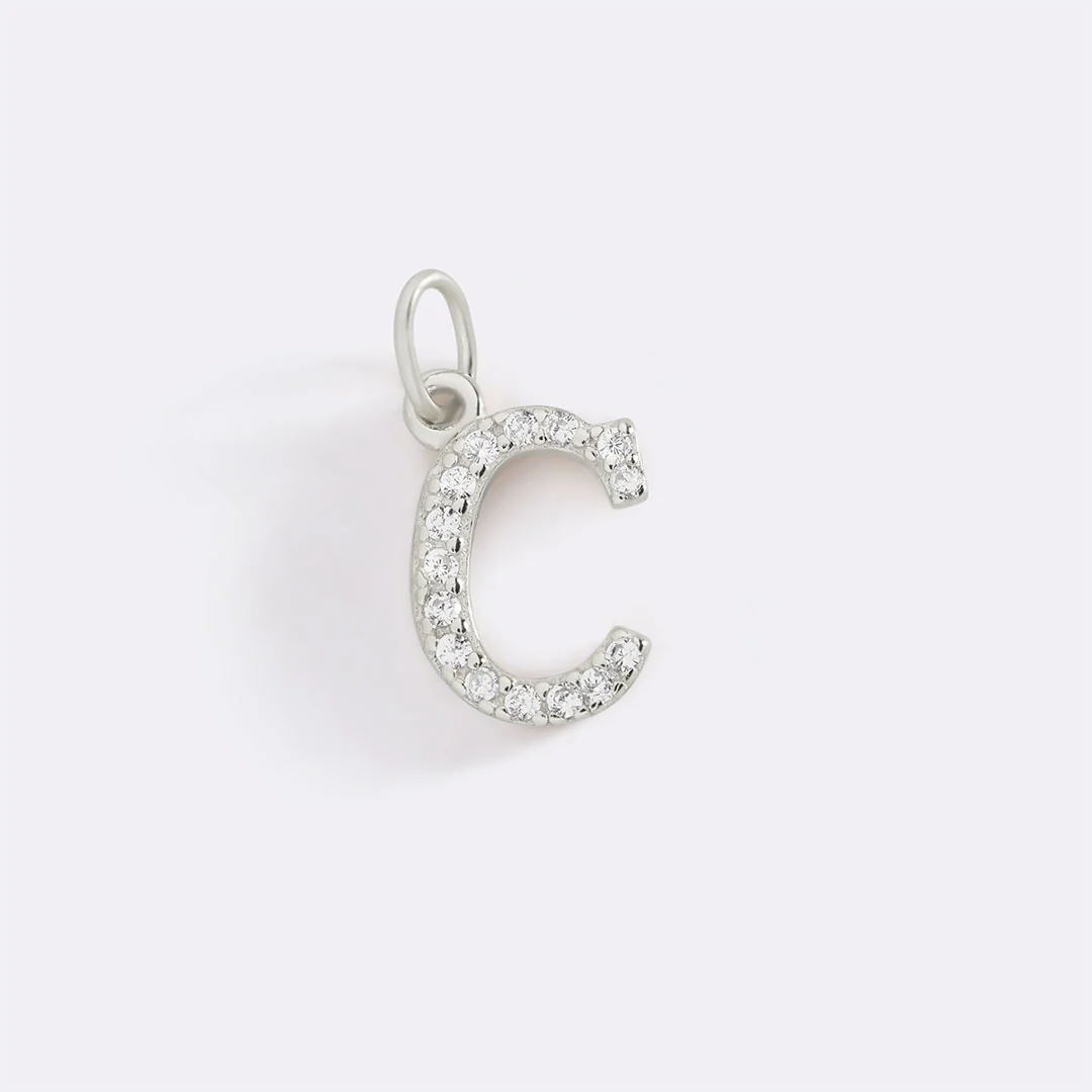 Dainty Pave Initial Charm